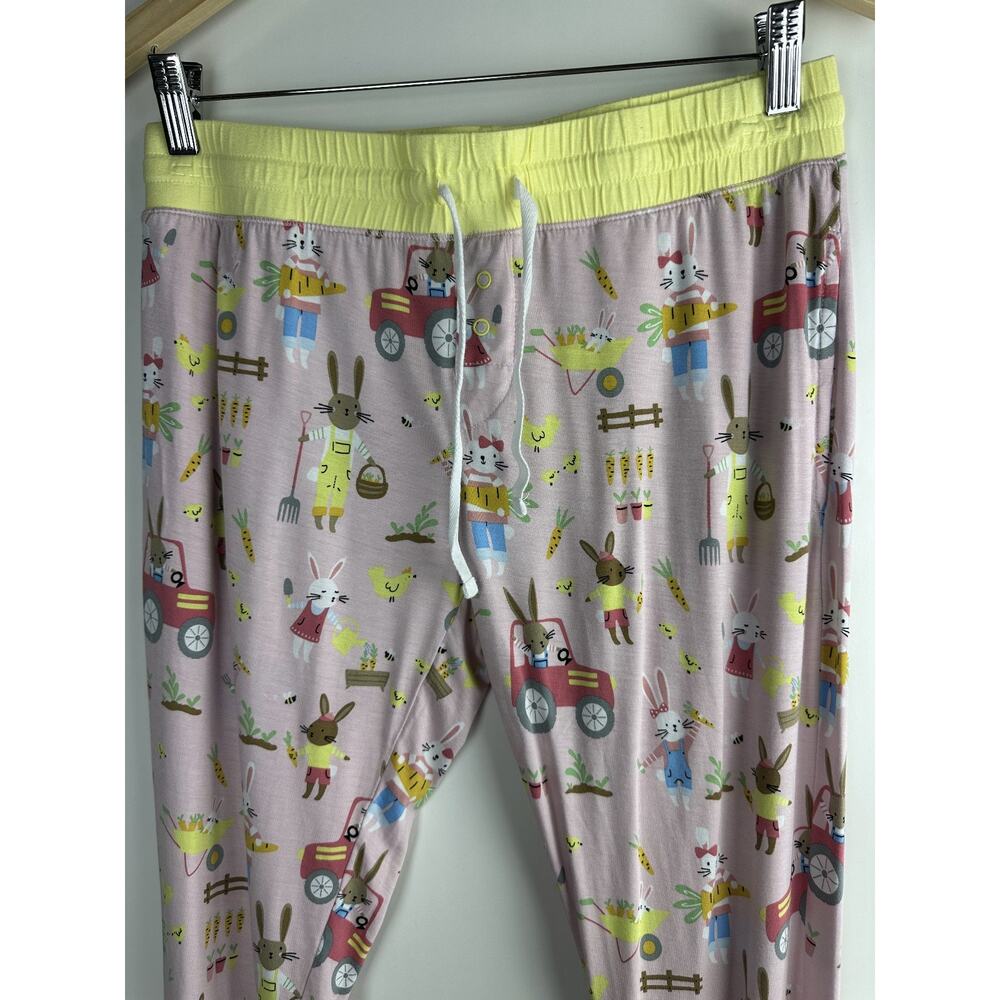 Little Sleepies Hop to it Bunny Pajama Pants Bamboo Pink Bunnies Women’s Small - Picture 4 of 10